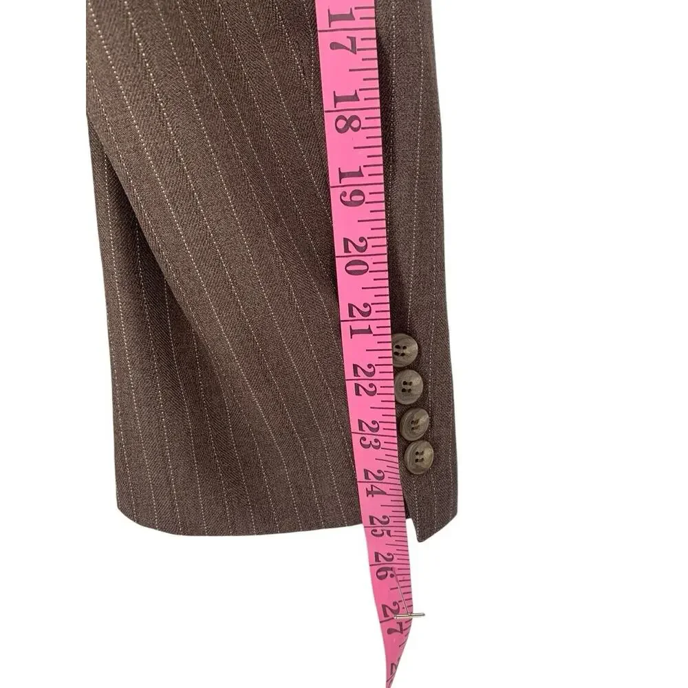 Vintage 70's Lanvin Paris Jacket Virgin Wool Brown Pinstripe Mens Luxury 42 Long